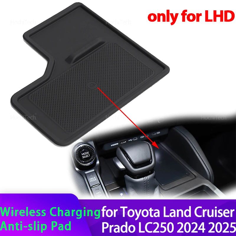 Wireless Charging Pad for Toyota Land Cruiser 250 Prado LC250 2024 2025 Central Control Charger Cover Anti-Slip Mat Only for LHD
