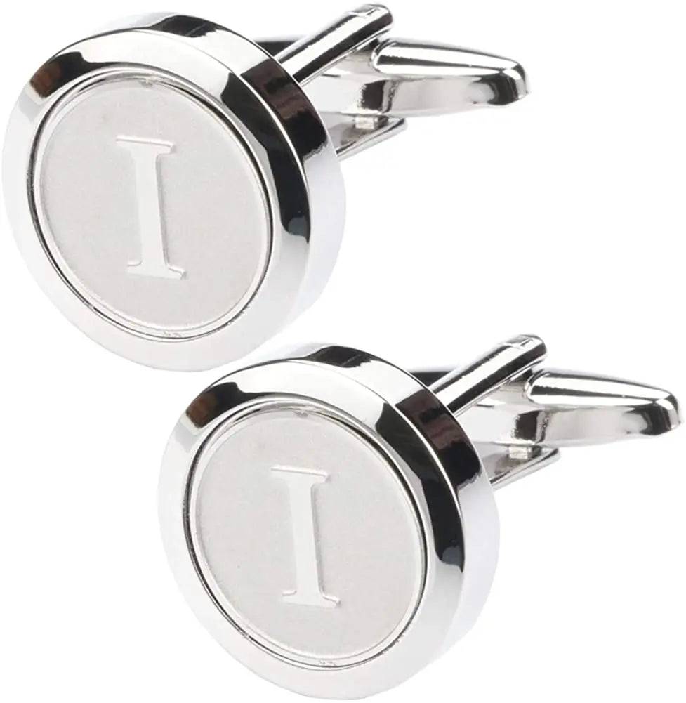 Boutons de Manchette Classiques en Acier Inoxydable pour Homme - Lettre Initiale de l'Alphabet 26 Boutons de Manchette Chemises d'Affaires Mariage Cadeau A-Z