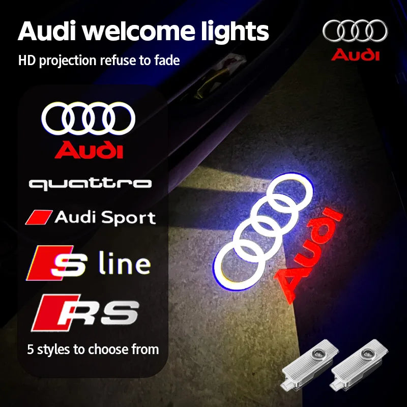 Lampes de projecteur LED de bienvenue pour portière de voiture Décoration pour Audi Sline A3 A1 A4 A6 B8 A5 B7 C7 A7 A8 B9 B6 C6 Q2 Q3 Q5 Q7 Q8 TT R