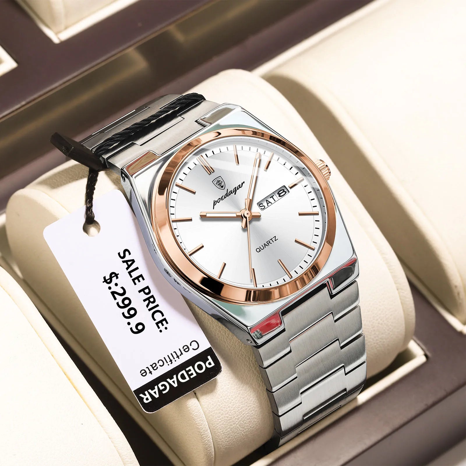 POEDAGAR Montres de luxe pour hommes Étanche Lumineuse Date Semaine Montre Homme Acier Inoxydable Décontracté Mode Quartz Montre-bracelet Homme Reloj