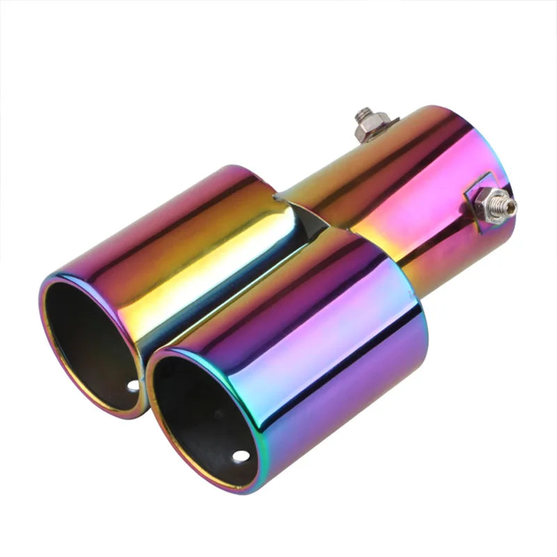 1 Embout de silencieux d'échappement de voiture 2,5" en acier inoxydable, double tuyau, garniture modifiée pour la plupart des voitures