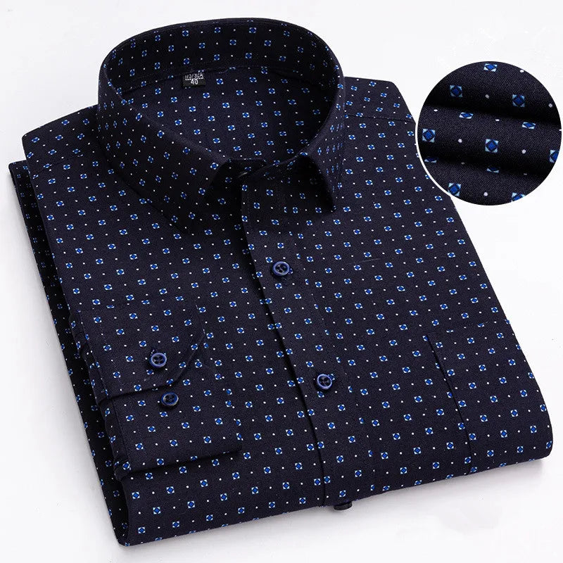 BAMBOOPLE Chemises à manches longues décontractées pour hommes, imprimé tendance, coupe standard, boutonnées, douces, pour homme, bureau, affaires, nouveau choix AE