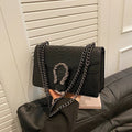 Sac à bandoulière pour femmes style rétro, motif serpent, petit sac carré, accessoire tendance