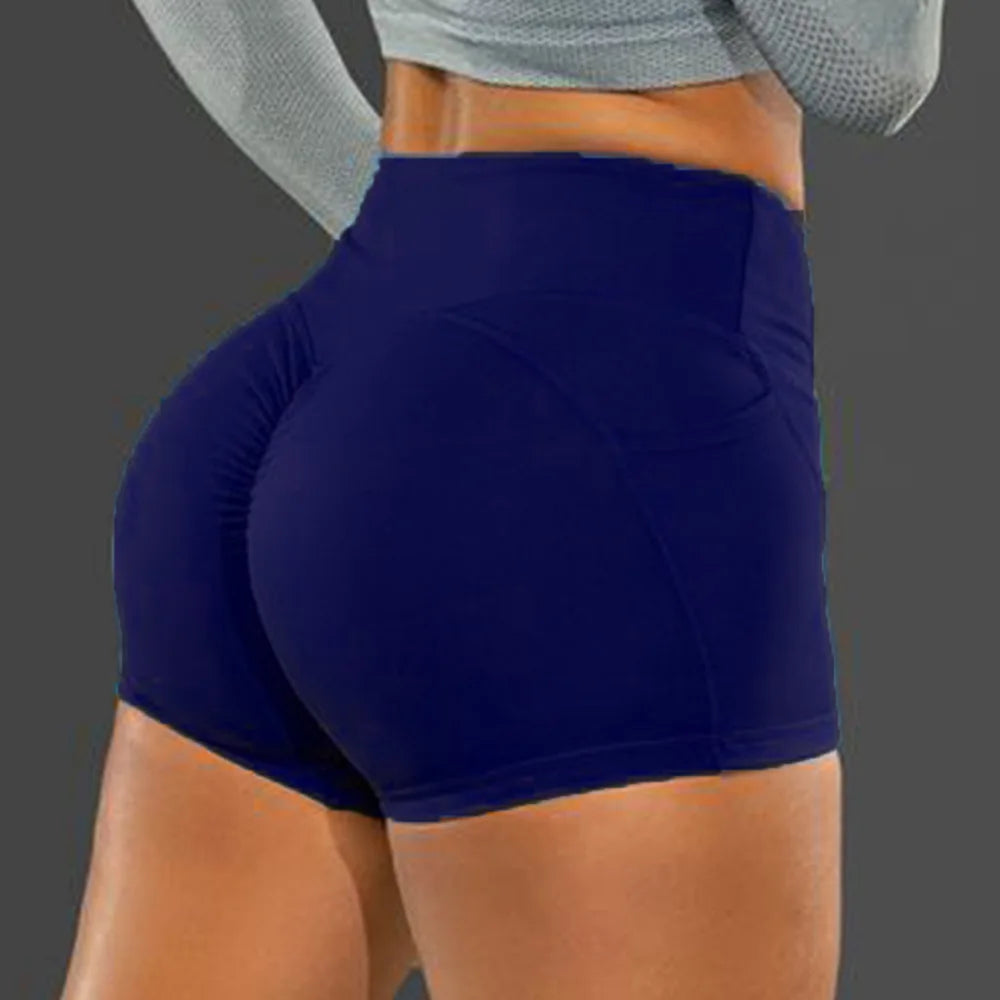 Shorts taille haute, rehausseurs de hanches, shorts de fitness sans couture, shorts de sport tricotés très élastiques, rehausseurs de hanches à la mode pour la course.