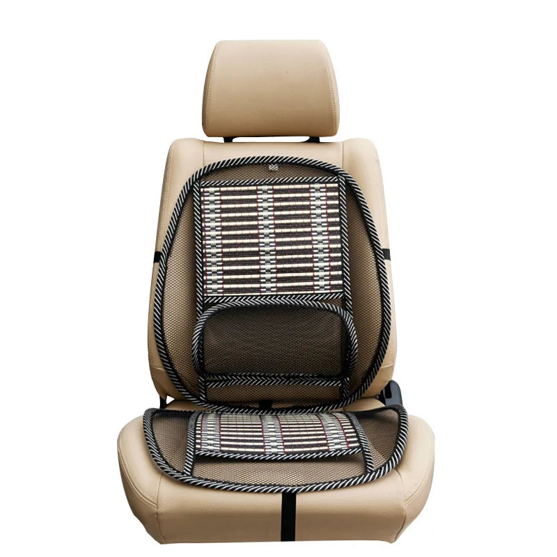 Coussin de soutien lombaire universel pour voiture, en bambou, rafraîchissant, avec billes de massage, respirant, pour siège auto et soutien lombaire