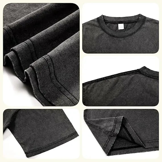 T-shirt Lavé Noir Vintage Pastèque Coco Ambiance Estivale Imprimé Boissons Tropicales Décontracté Surdimensionné en Coton Pour la Plage