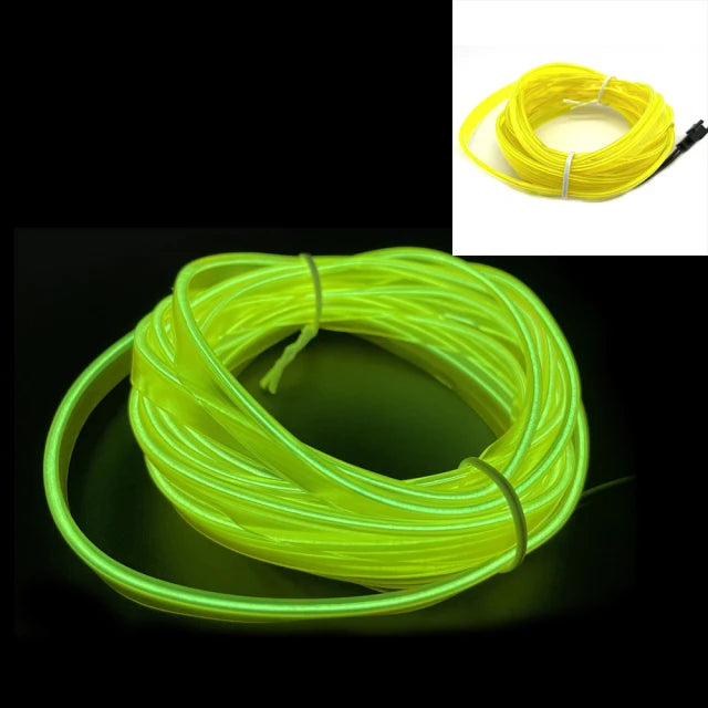 Fil EL de voiture Lumière LED Ambiance intérieure Bande LED Éclairage néon Guirlande Corde Fil Tube Décoration Tube flexible Couleurs LED Auto