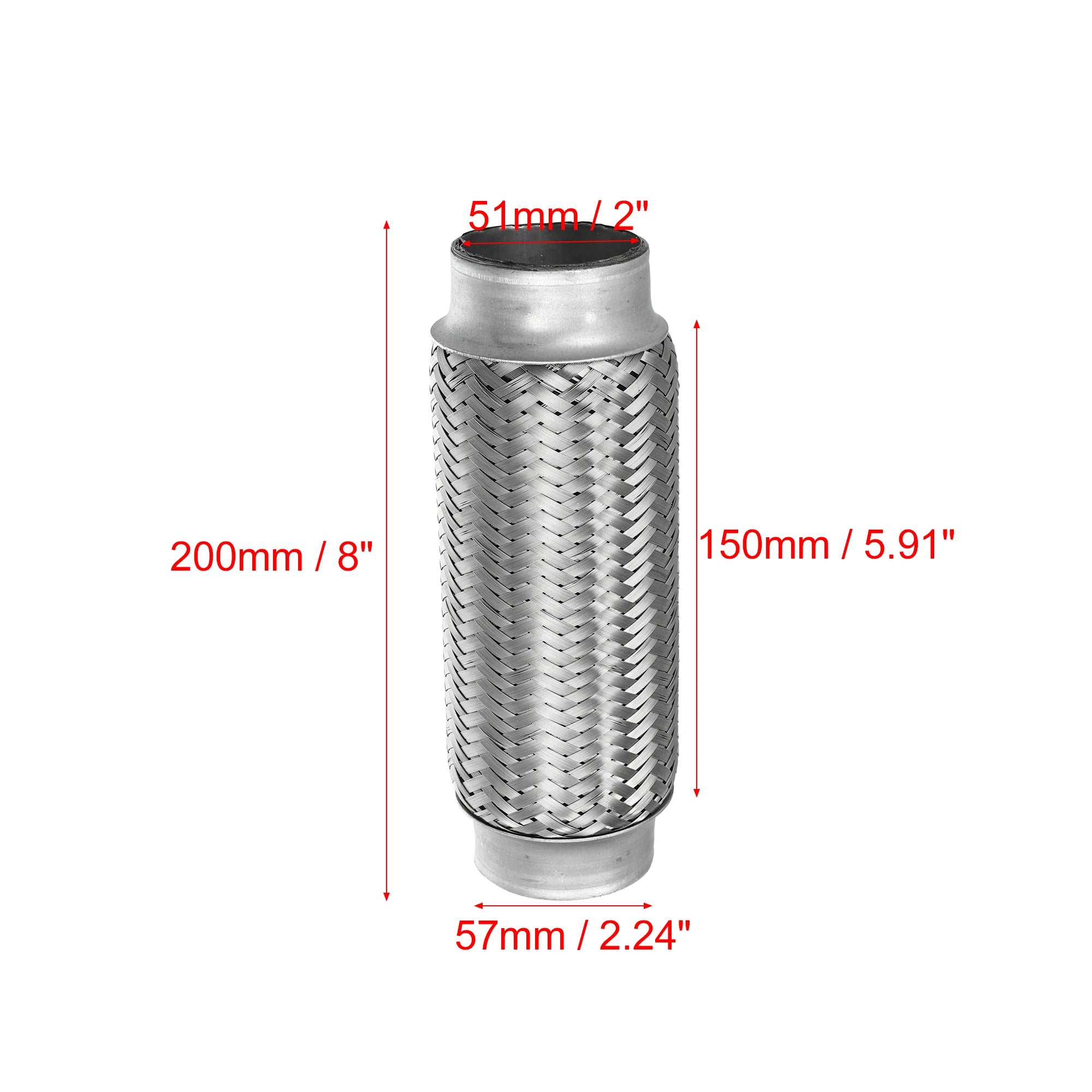 UXCELL 51x55x252mm 51x57x150mm 58x63x250mm Connecteur de tuyau de silencieux flexible télescopique en acier inoxydable pour pot d'échappement de voiture