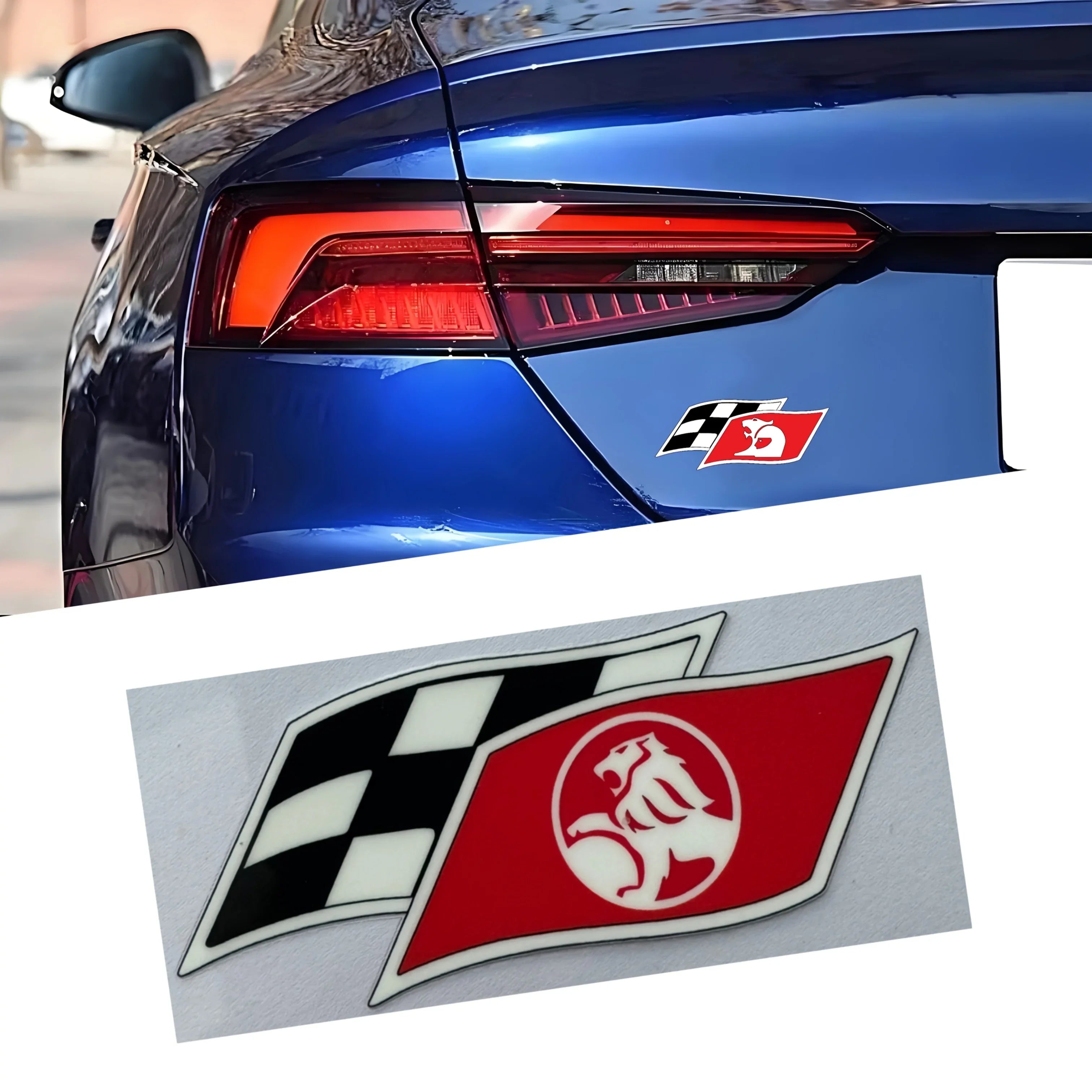 Lot de 2 autocollants de logo de drapeau de course HSV - Horton Vehicle Accessories