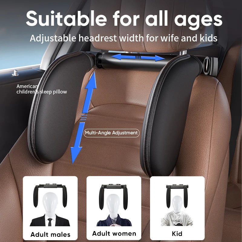 Coussin cervical automobile ergonomique réglable à 360° avec mousse à mémoire de forme et coussinets latéraux, appui-tête de sommeil à un clic pour les voyages en voiture BMW Benz