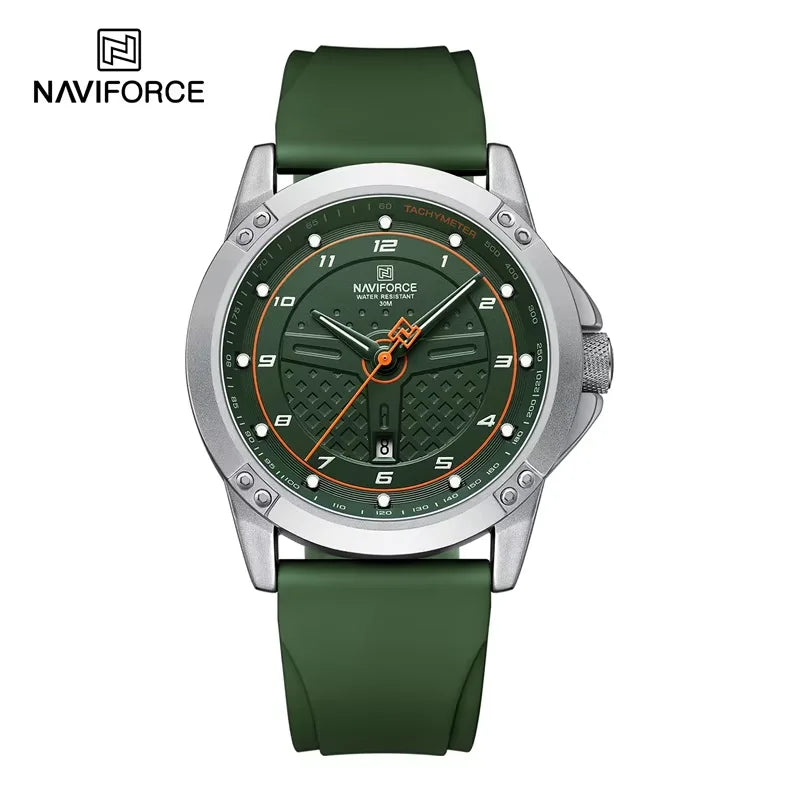 NAVIFORCE Top Fashion Brand Men's Quartz Sport Watches 3ATM Waterproof Casual Date Display Silicone Strap Man Classic Wristwatch