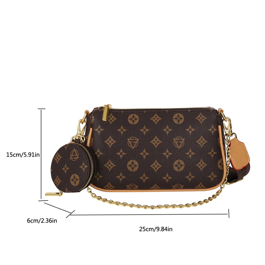 Sac à bandoulière pour femmes à motif floral et lettres, grande capacité, fermeture éclair, bandoulière réglable, petite pochette amovible, pour le quotidien