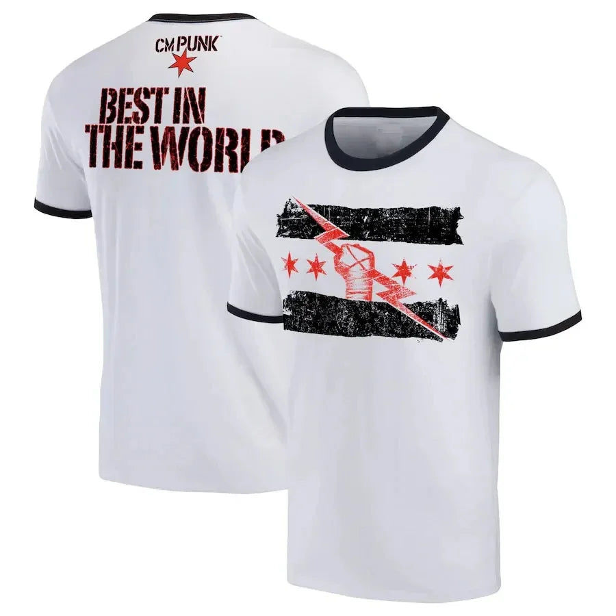 T-shirt homme été imprimé 3D à manches courtes motif lutteur Cm Punk Col rond Style urbain sportif décontracté Hip-hop Streetwear