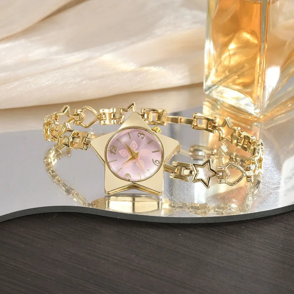 Montre pour femme en alliage, mouvement à quartz, bracelet réglable, style créatif, élégante, accessoire de mode.