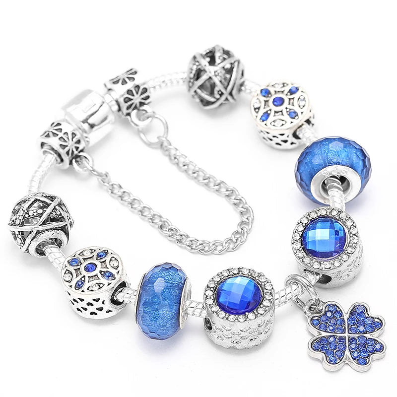 BAOPN Bracelets à breloques en perles cœur à cœur roses européennes pour femmes, bracelets et joncs de marque assortis, bijoux pour couple, livraison directe