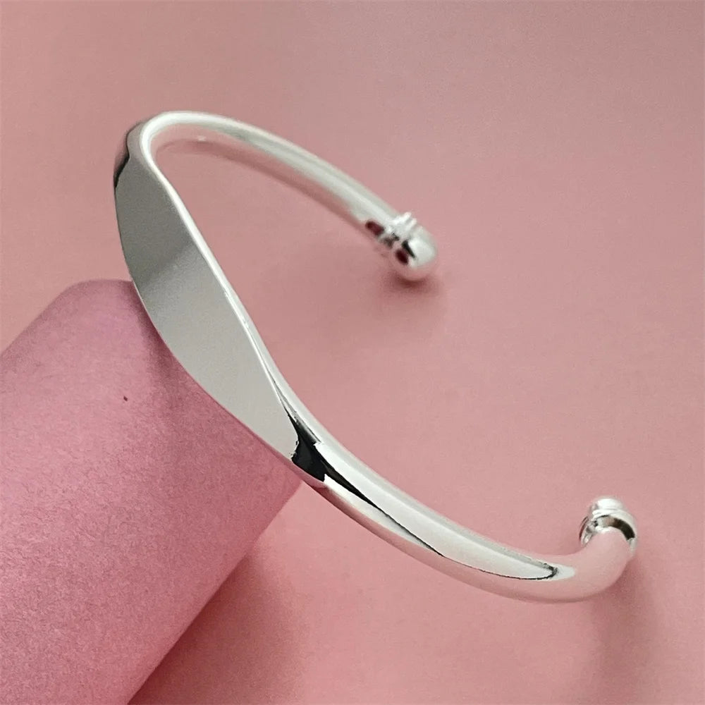 ANDARA Gros Bracelet Jonc Tendance en Argent Sterling 925 Cœur Rond Ouvert pour Femme Bijoux de Mode Réglable Manchette de Mariage