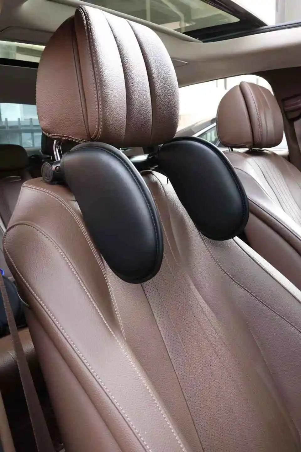 Coussin cervical automobile ergonomique réglable à 360° avec mousse à mémoire de forme et coussinets latéraux, appui-tête de sommeil à un clic pour les voyages en voiture BMW Benz