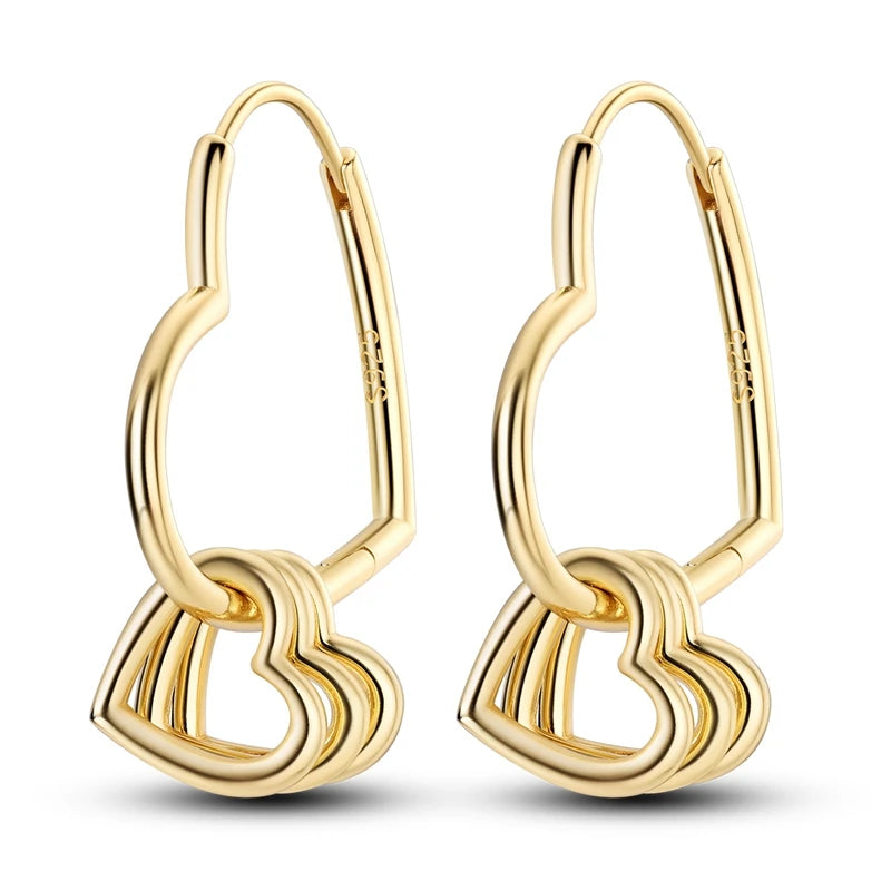 Boucle d'oreille Créole en Argent 925 pour Femme, Or Rose, Jaune, Pendientes Originales, Bijoux Minimalistes