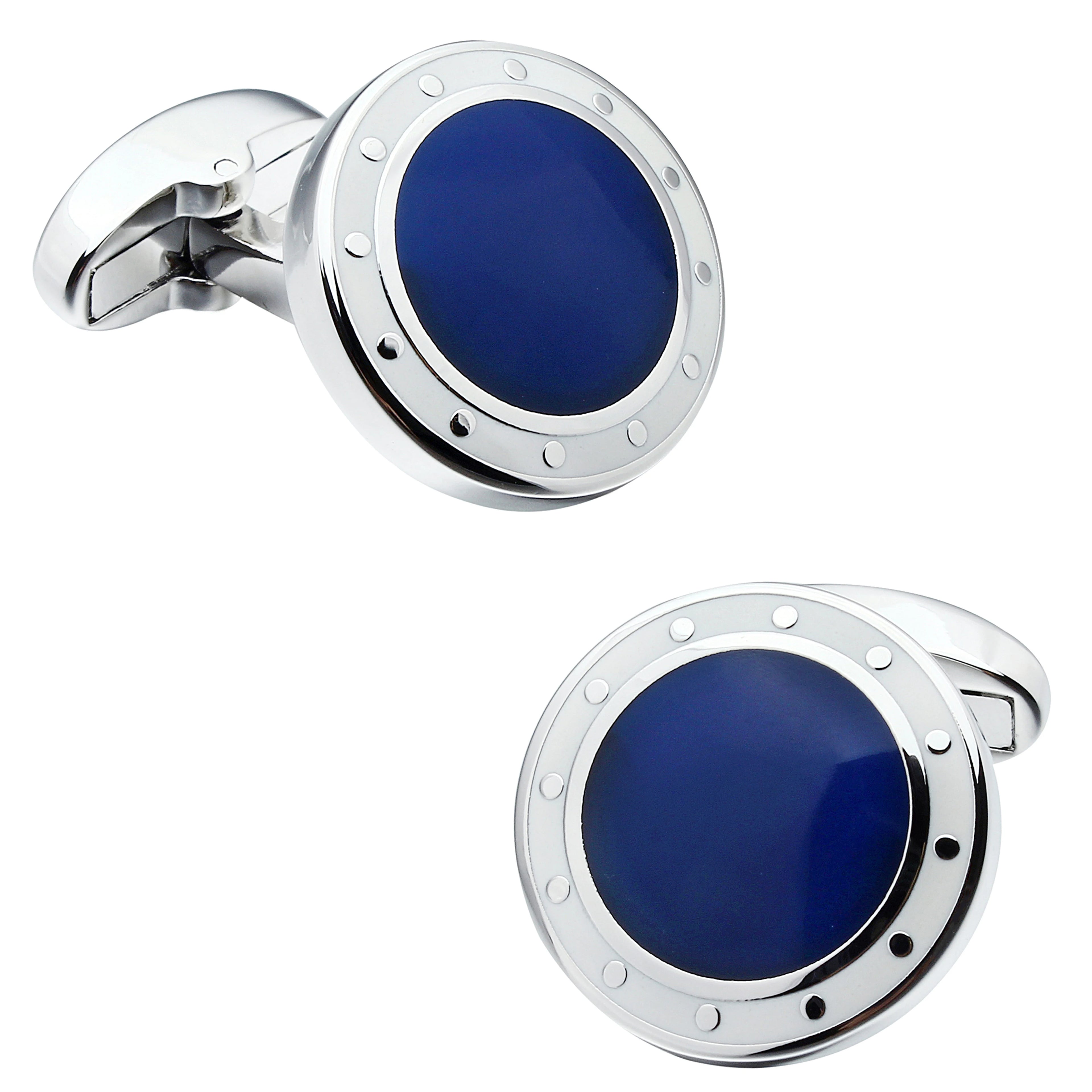 HAWSON Men's 18mm Enamel Cufflinks 2-Color(Navy/Black)Formal Shirt CuffLinks for Business Wedding Luxury Accessory Father's Gift