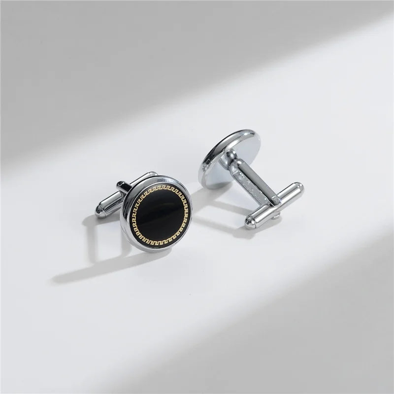 Boutons de manchette homme en cuivre pour hommes de luxe, cadeaux d'invités de mariage, bijoux de mode ronds carrés, boutons de manchette et pince à cravate pour hommes