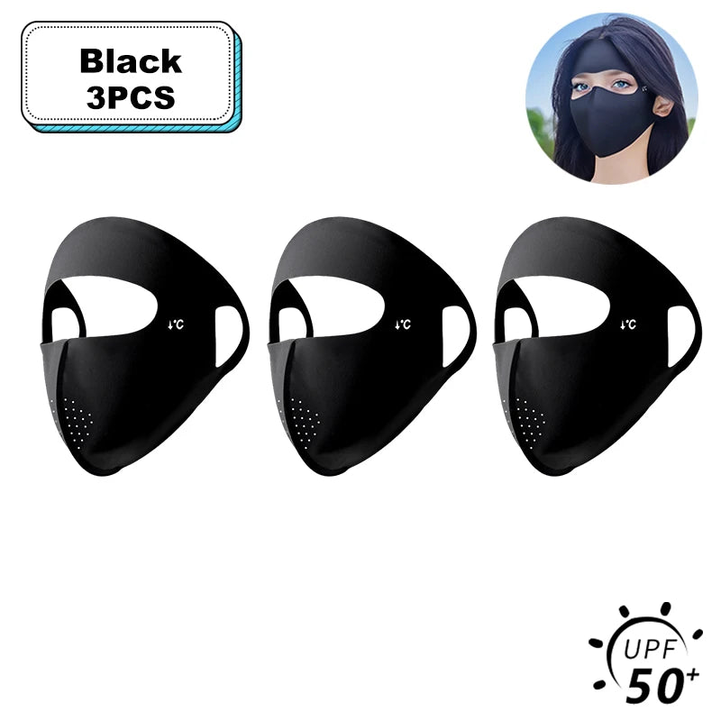 1/2/3/5Pcs Masque intégral d'été Protection solaire Respirant Soie glacée Anti-UV Équitation Extérieur Respirant Soie glacée Ultra-fin