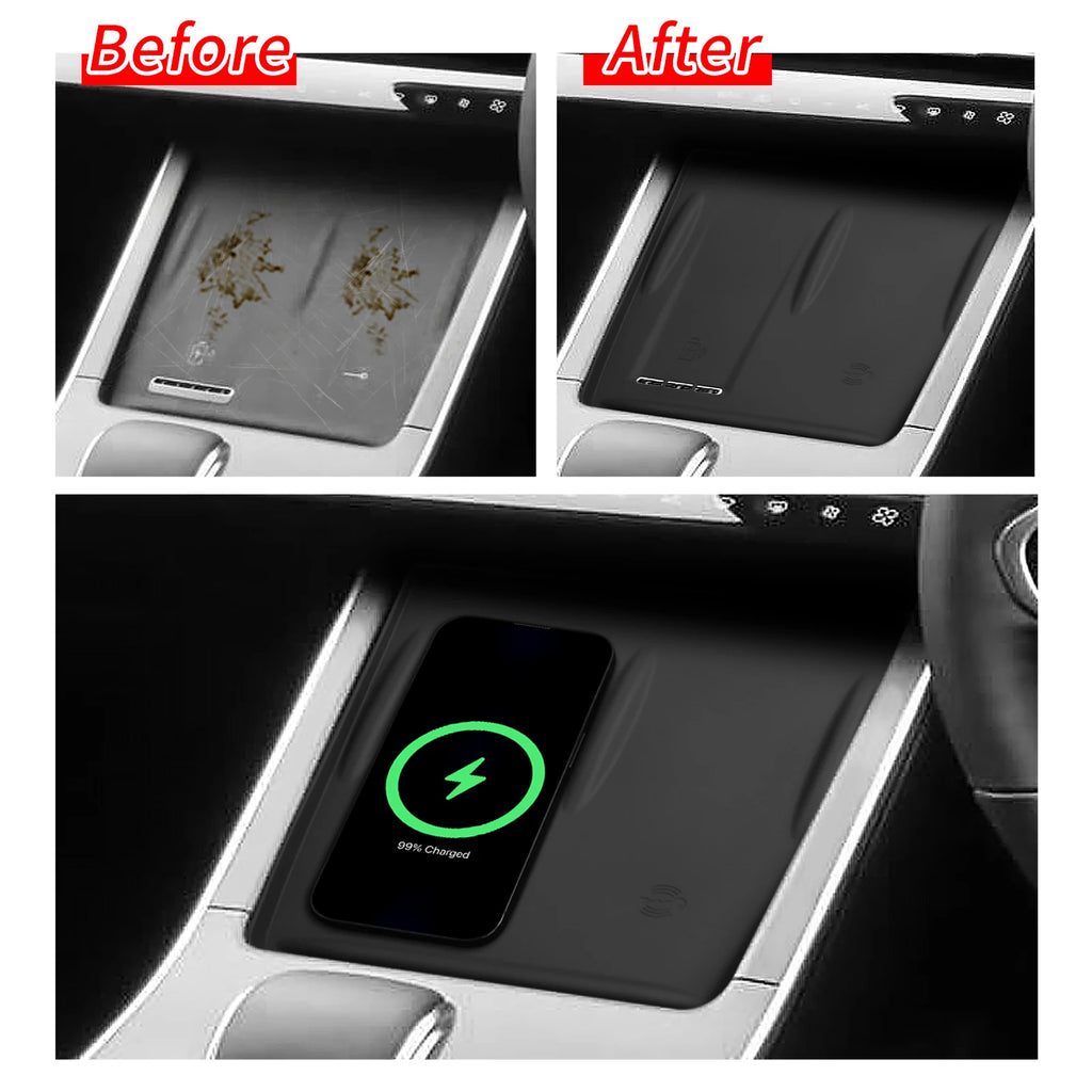 pour Chery OMODA 5 C5 Essence 2022-2025 Tapis antidérapant de voiture en silicone, tapis de chargement sans fil, accessoires de tapis anti-saleté