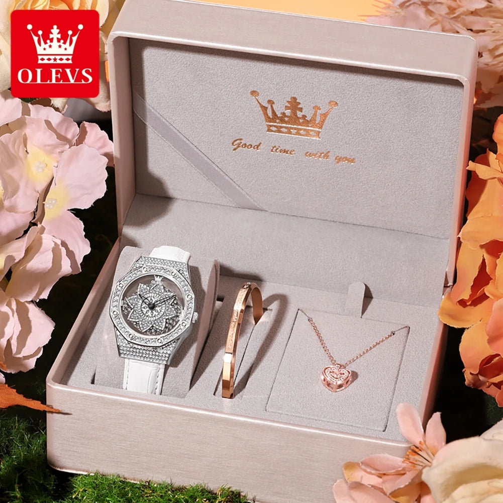 OLEVS 9996 Montre à quartz pour femmes Marque de luxe Tendance Montre-bracelet pour femme Papillon Luxe Étanche Bracelets en cuir véritable Montres de soirée