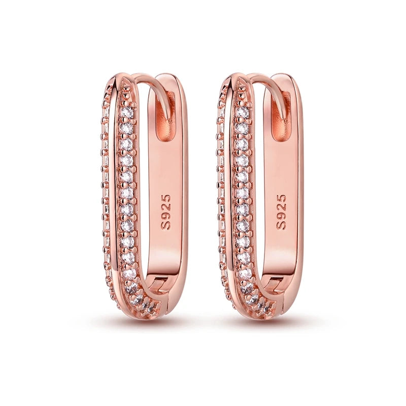 Boucle d'oreille Créole en Argent 925 pour Femme, Or Rose, Jaune, Pendientes Originales, Bijoux Minimalistes