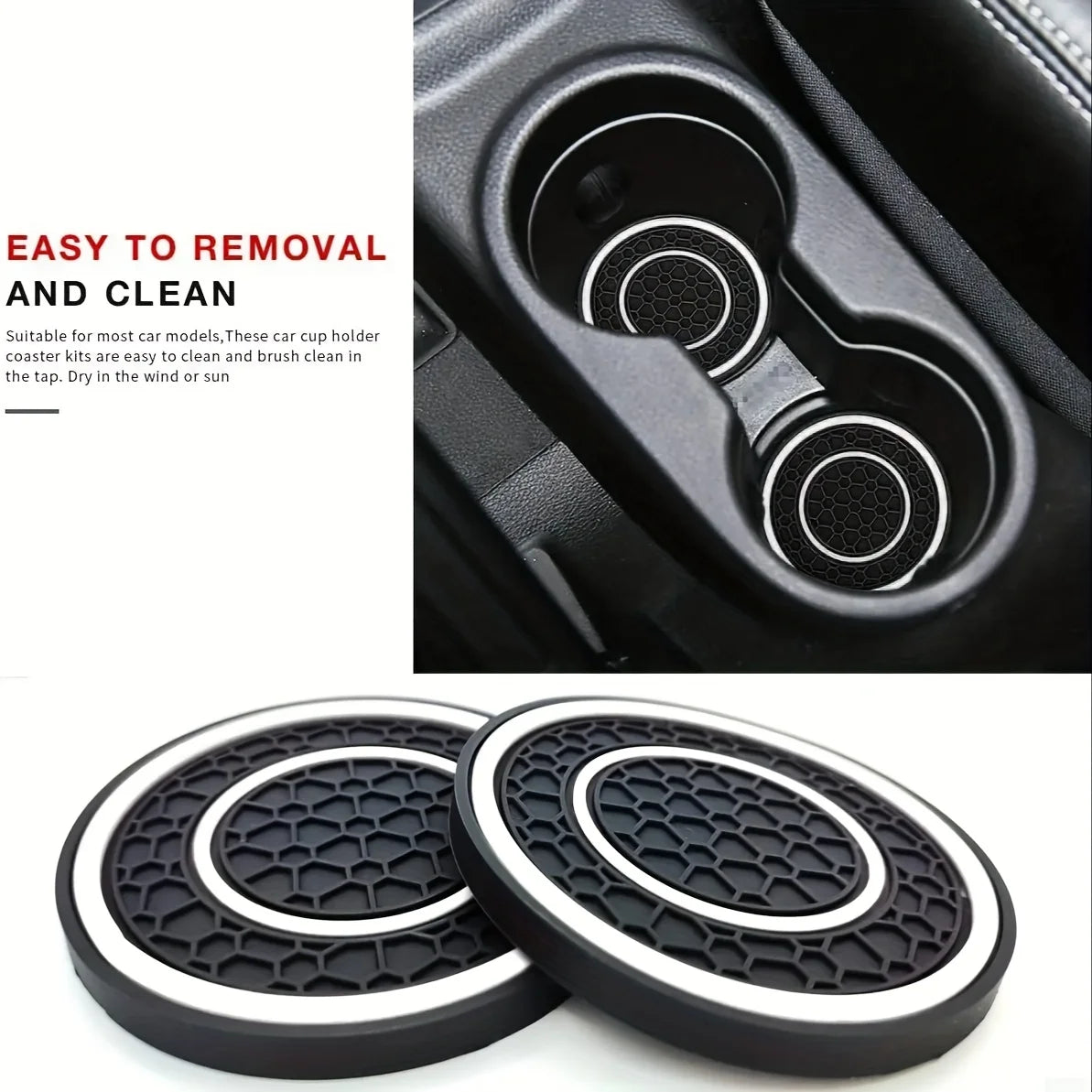2 pièces Tapis de console centrale Premium | Antidérapant, anti-poussière, design assorti rouge et noir - Parfait pour protéger l'intérieur de la voiture