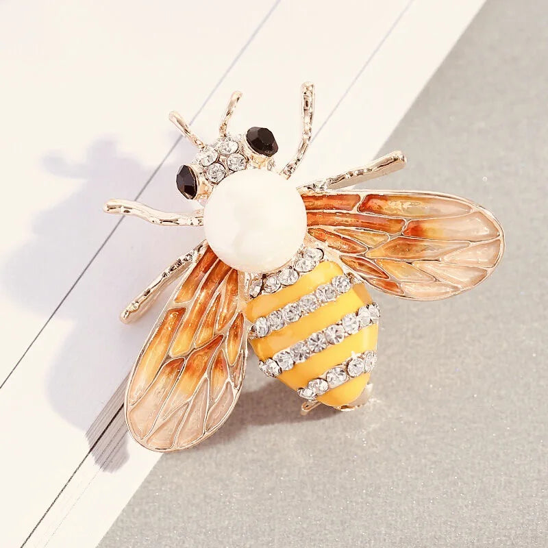 Fashion Cute Mini Bee Insect Series Rhinestone Brooch Pins Simple Personality Metal Brooches For Women Jewelry Dropshipping