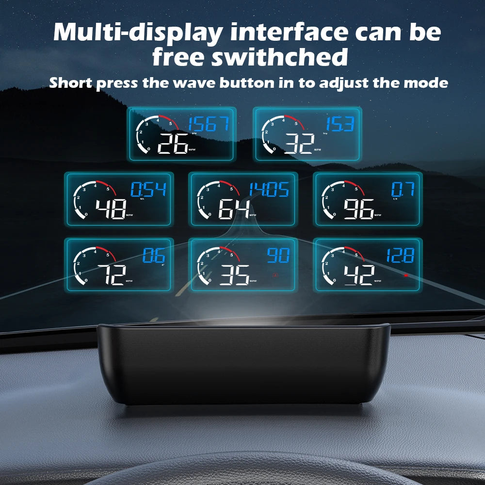 Car M10 Hud Display OBD2 HUD Head Up Display Km/H Speedometer Windshield Projection Overspeed Warning Digital On Board Computer