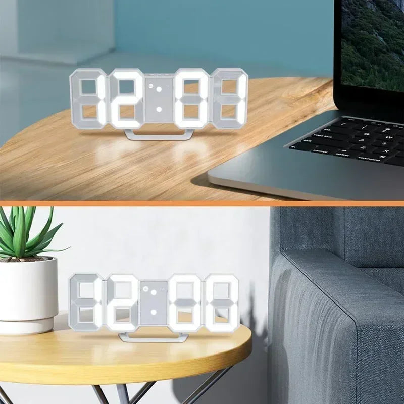 Acheter des produits Horloge 3D LED numérique Réveil Horloge murale Heure/date/température pour la maison/la cuisine/le bureau Horloges Décor Jardin