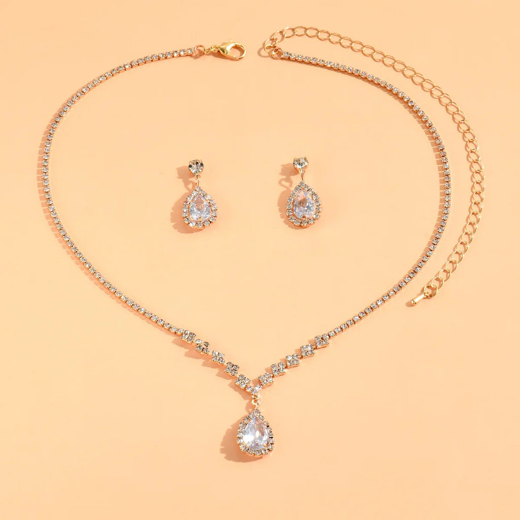 3 Ensembles Collier et Boucles d'Oreilles Gouttelettes pour Femme, Collection Mariage, Accessoires de Soirée 4055
