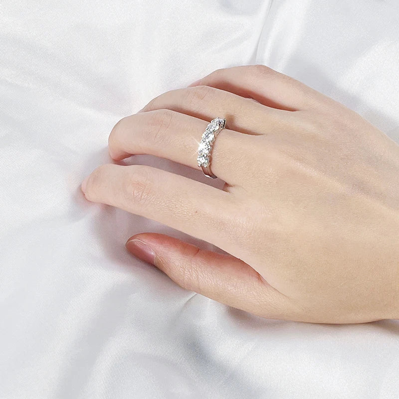 Bague Moissanite Or Blanc Couleur D 3 mm pour Femmes 0.5CT Pierre Alliance de Mariage en Diamant pour Mariée Argent Sterling S925 GRA