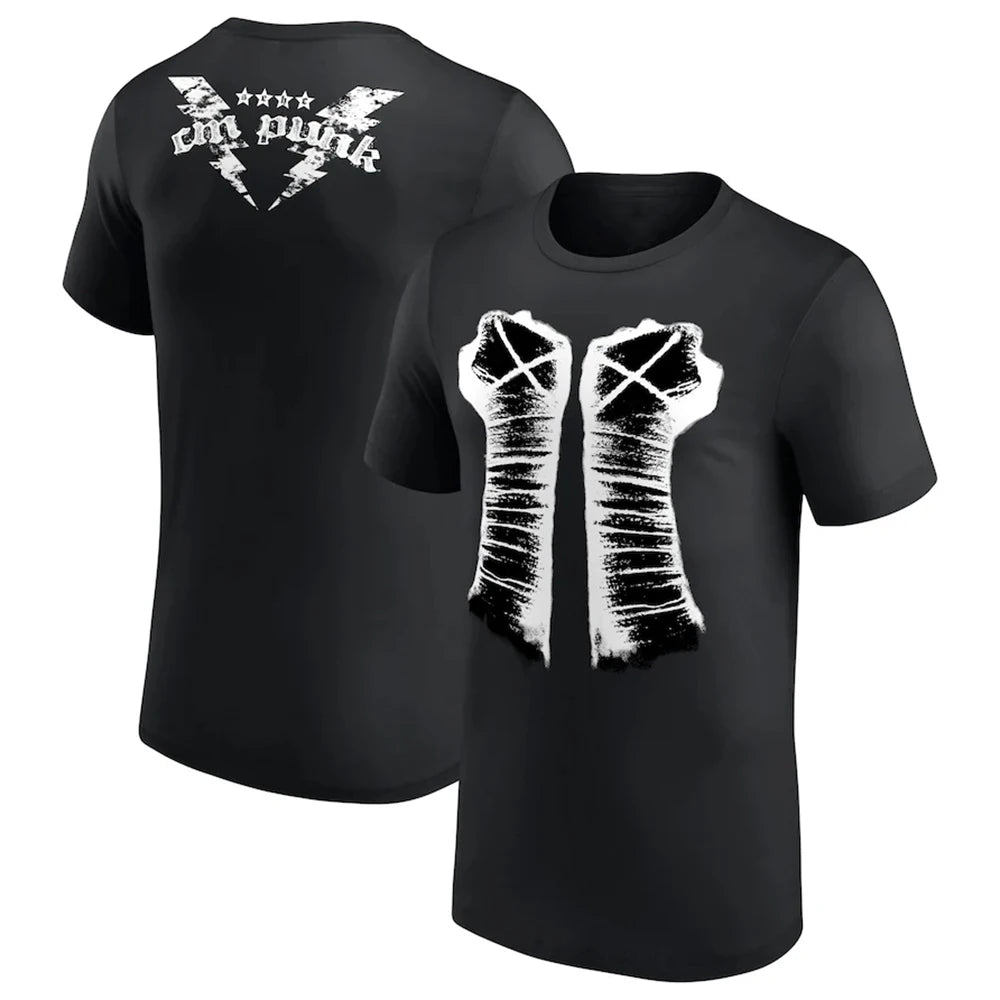 T-shirt homme noir et blanc CM Punk Best In The World Ringer Imprimé 3D Sport Séchage Rapide Manches Courtes Haut Décontracté Quotidien