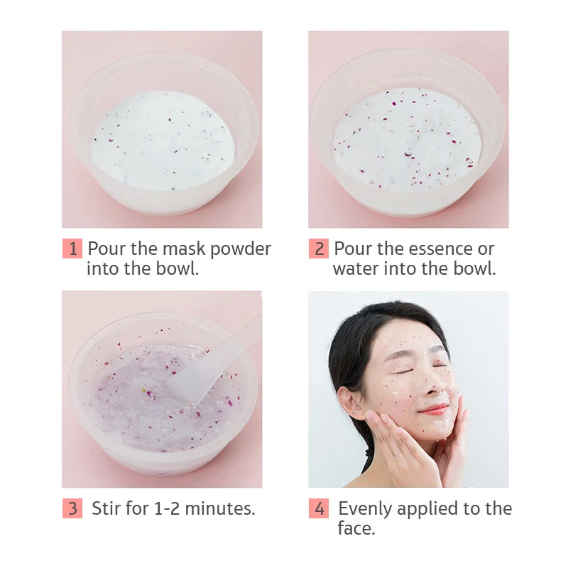 Masque en poudre hydratant de salon SPA doux Hydro Jelly pour le visage, blanchissant, à la rose, au collagène, peel-off, masque facial en caoutchouc DIY