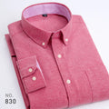 Chemise décontractée à manches longues en oxford à rayures et carreaux pour homme, confortable, respirante, à col boutonné, coupe ajustée, pour affaires