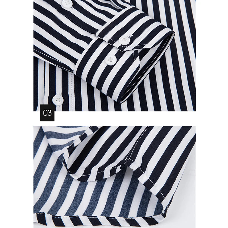 Chemise rayée classique pour homme, chemise à manches longues simple boutonnage, nouveau haut rouge et bleu automne, taille européenne révisée du XXS au XL.