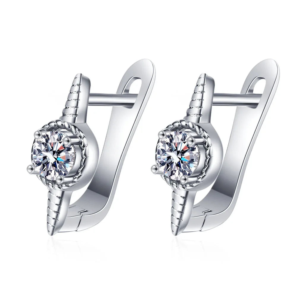Boucles d'oreilles en argent sterling 925 Bijoux de haute qualité Rétro Motif simple Zircon violet blanc Boucles d'oreilles Meilleures ventes