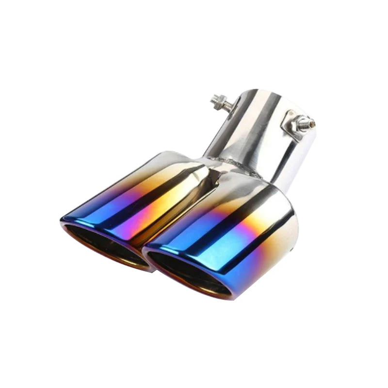 1 Embout de silencieux d'échappement de voiture 2,5" en acier inoxydable, double tuyau, garniture modifiée pour la plupart des voitures