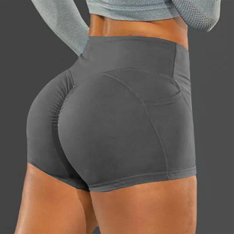 Shorts taille haute, rehausseurs de hanches, shorts de fitness sans couture, shorts de sport tricotés très élastiques, rehausseurs de hanches à la mode pour la course.