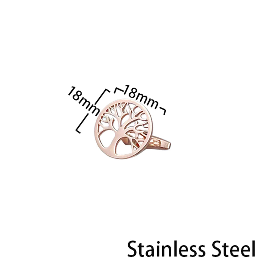 Round Tree of Life Cufflinks Tie Clips Stainless Steel Sleeves Button Luxury Design Mens Shirt Wedding Jewelry Charms