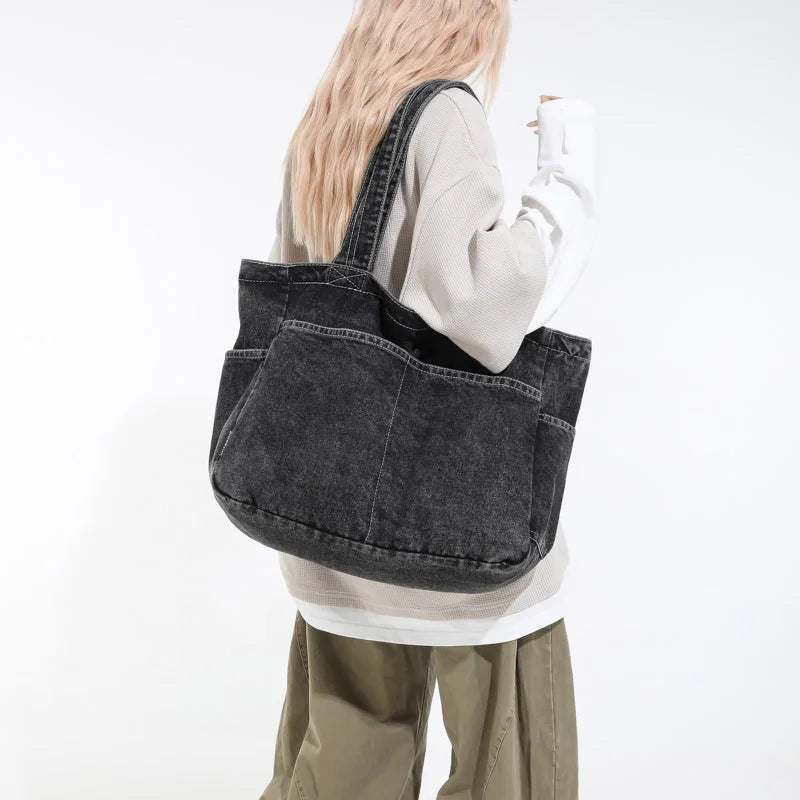 Sacs à bandoulière pour femmes en jean grande capacité 2025, cabas décontracté et concis, sac à main tendance pour femmes