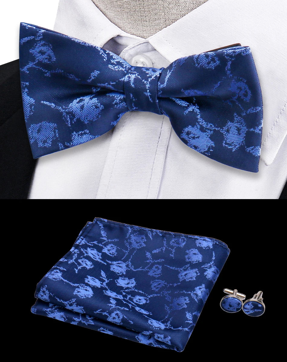 Ensemble de 3 pièces Nœud Papillon Cravate Mouchoir Boutons de Manchette Pour Hommes Chemises Adaptées Affaires Mariage Papillon Paisley Pochette Nœud Papillon Homme