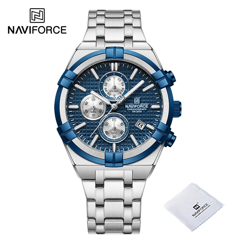 Montres Originales NAVIFORCE pour Hommes Quartz Mode Sport Chronographe Masculin Simple Sauvage Étanche Affichage de la Date Montre-bracelet Horloge Homme