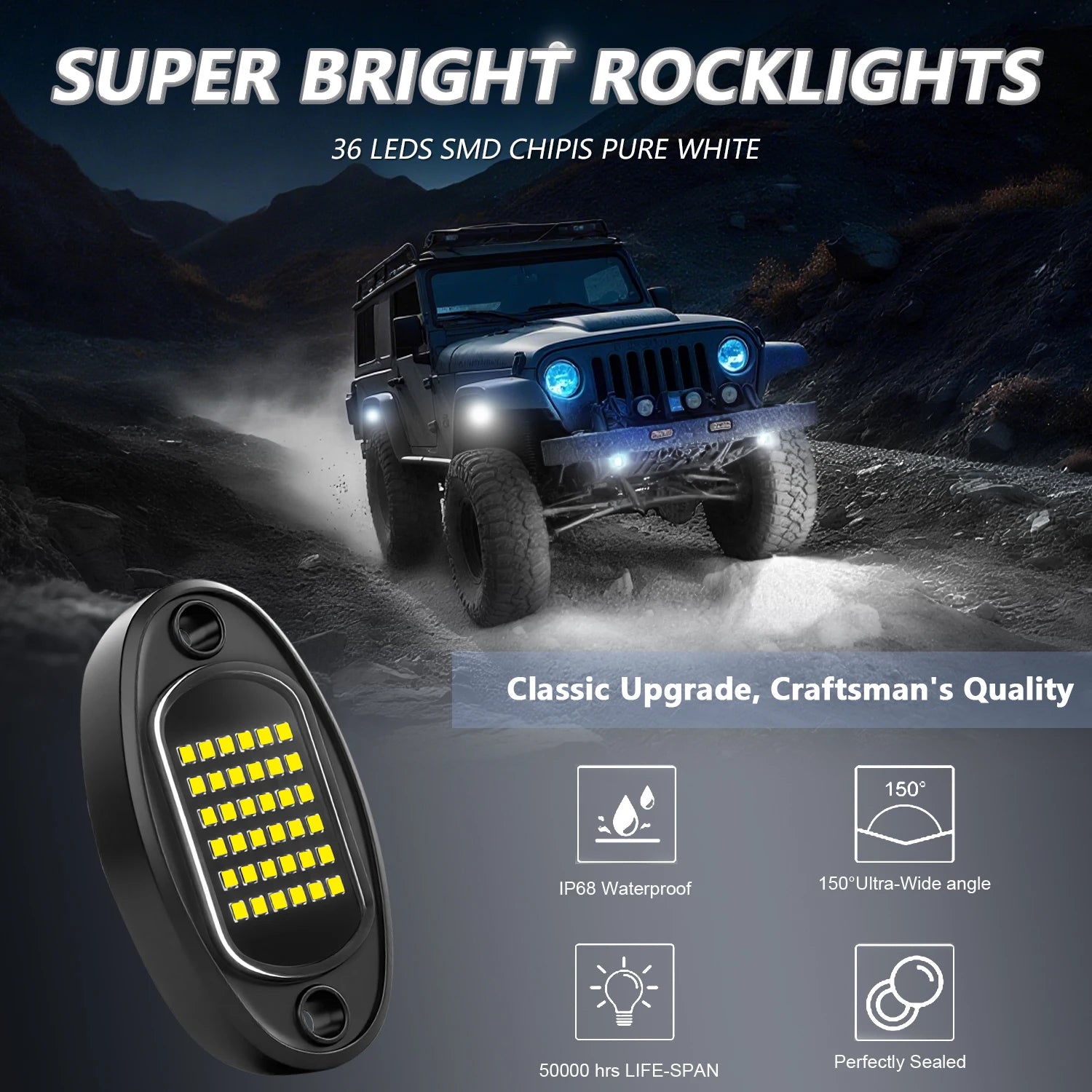 1x Feu de navigation de voiture moto pour fixation 36smd LED Décoratif Châssis 4x4 Tout-terrain Camion SUV Rock 12v Lumière d'ambiance