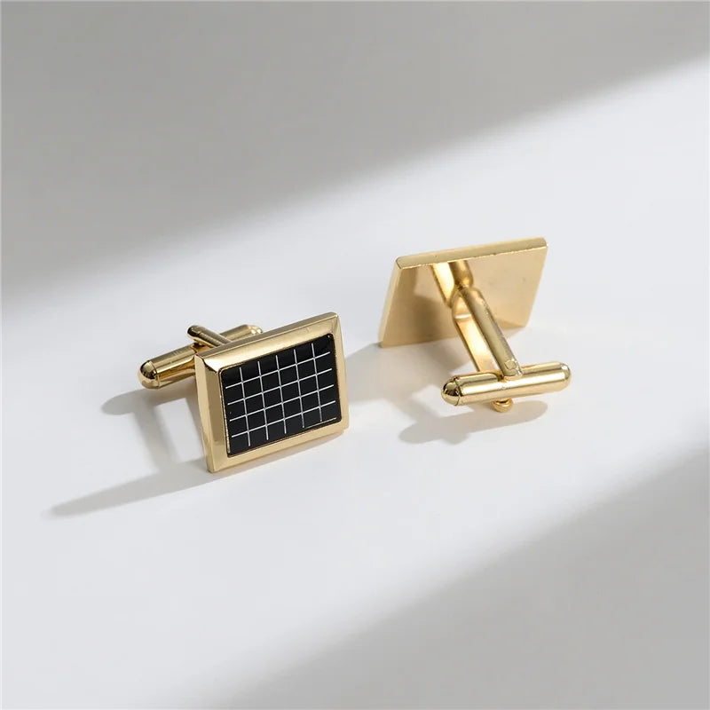 Boutons de manchette homme en cuivre pour hommes de luxe, cadeaux d'invités de mariage, bijoux de mode ronds carrés, boutons de manchette et pince à cravate pour hommes