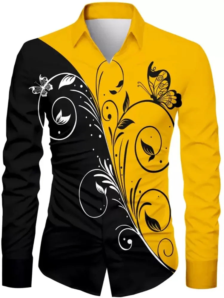 T-shirt fleuri tendance pour hommes motif HD Dégradé de couleurs Décontracté Extérieur Fête Doux et confortable Nouveau style 2024