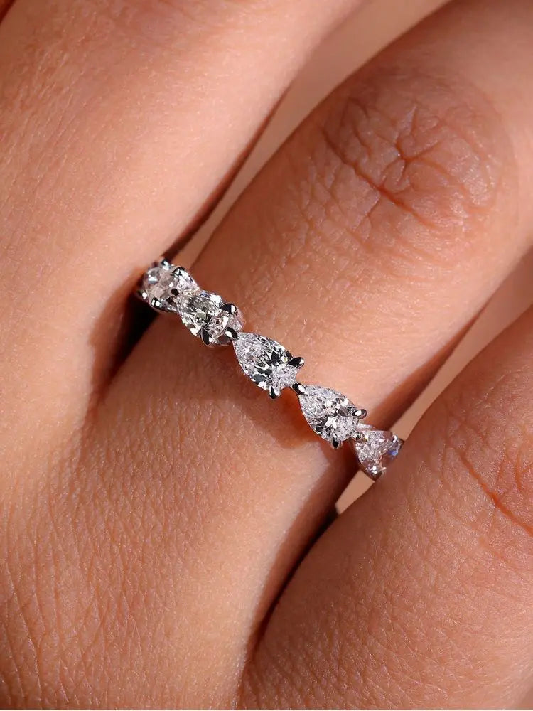 925 Sterling Silver Fashionable Shiny Water Drop Shaped Ring For Women Engagement Wedding Luxury High Quality Fine Jewelry