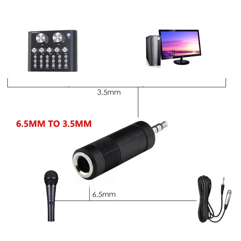 5 prises mono stéréo 3,5 mm 6,35 mm vers adaptateur de connecteur jack audio 3,5 mm 6,5 mm pour haut-parleur
